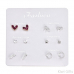 2023 NEW 12~36 Pairs Fashion Women Girls Resin Plastic Crystal Diamante Flower Stud Earrings Set Random Style Gold Color Jewelry