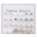 2023 NEW 12~36 Pairs Fashion Women Girls Resin Plastic Crystal Diamante Flower Stud Earrings Set Random Style Gold Color Jewelry